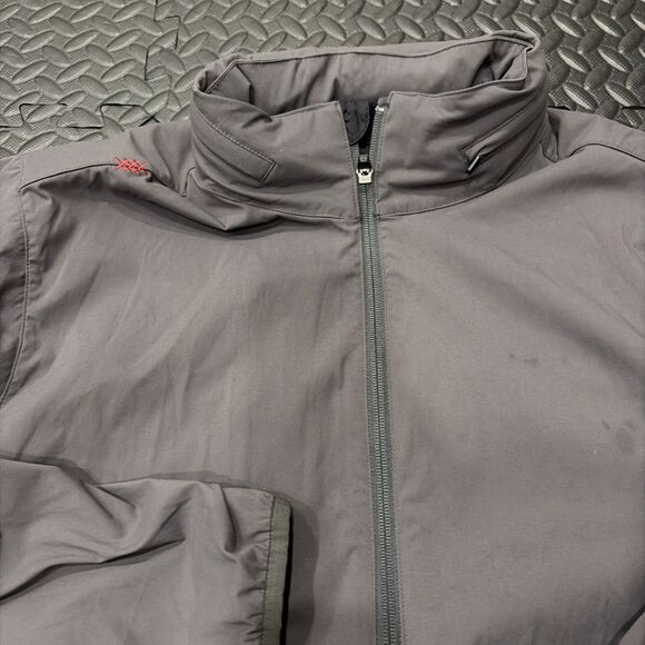 Rhone Tech Jacket Mens L Gray Full Zip Jacket Hidden Hood Rain Wind Retail $120 - Picture 10 of 10